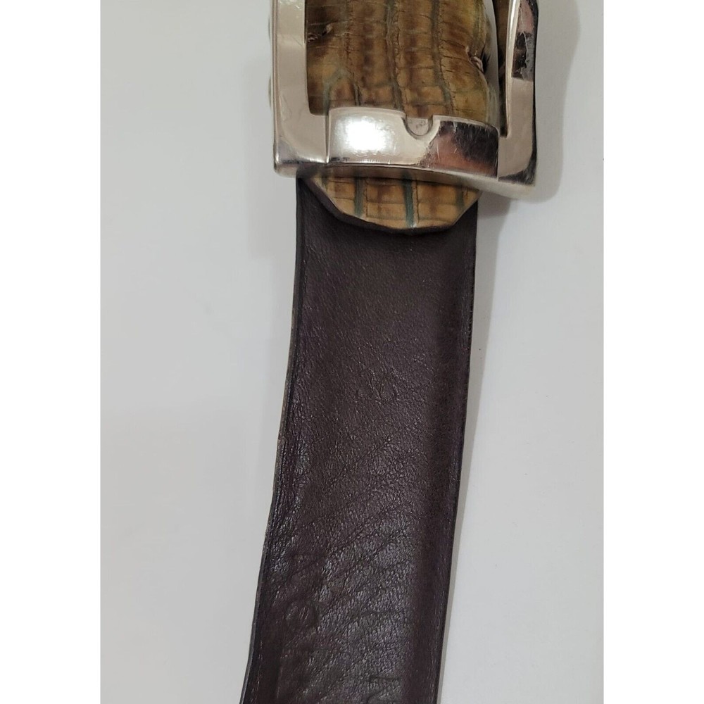 Bill Lavin Soft Collection Italy Hand Made Lizard Belt Classic Brass Buckle 36 - Picture 6 of 9